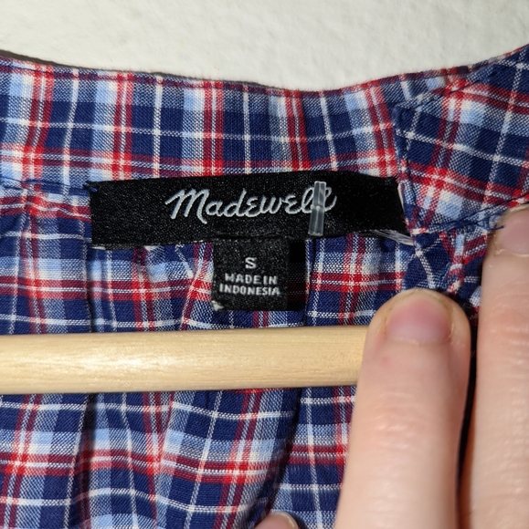 Madewell Tie Sleeve Popover Top Whitby Plaid - Picture 7 of 8